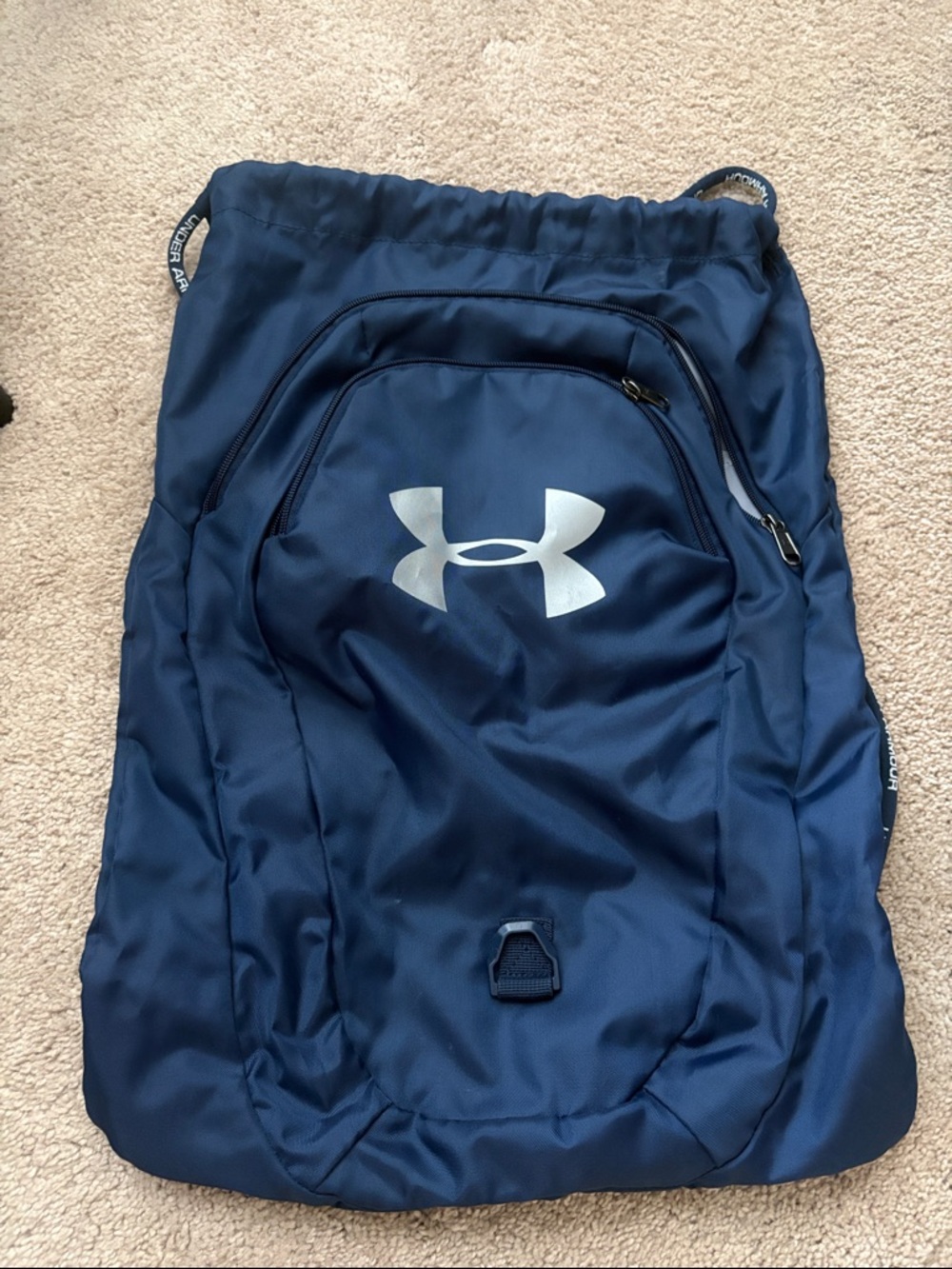 Under Armour Navy Blue Drawstring Backpack with Reflective Logo